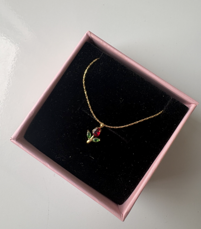 Mini Red Tulip Necklace